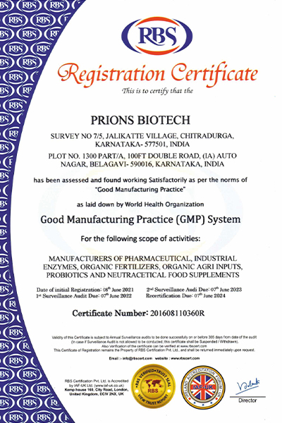 GMP Registration Certificate